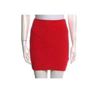 Knitz For Love and Lemons Bright Red Mini Knit Skirt Size M